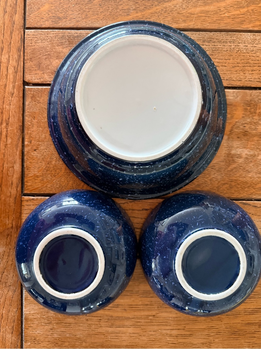 Vintage Otagiri Japan Stoneware Bowls - Blue Speckled Goose - Set of 3 - Picture 9 of 9